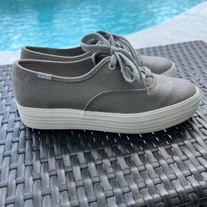 Keds Ortholite Metallic Grey Platform Canvas Shoes Women’s Size 5